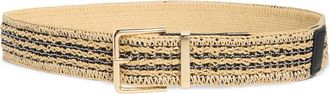 Steve Madden Stripe Faux Straw Belt in Black at Nordstrom Rack, Size X-Large