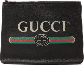 Gucci Pre-owned Gucci Medium Leather Logo Portfolio Clutch 500981 493075
