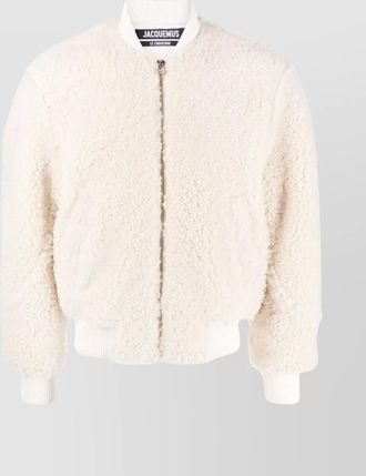 Jacquemus LE BLOUSON PILOU shearling baseball collar jacket