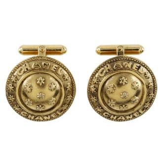Chanel Gemelli rotondi con logo vintage Pre-owned - - Pre-owned - Uomo - Giallo - ONE SIZE