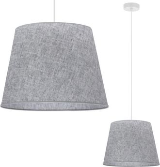 OEM L&aacute;mpara Colgante, Cono De Lino, Blanco, 1 Plana, Pantalla Gris L03 38cm