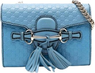 Gucci Pre-owned Shoulder Bags, female, Blue, Size: ONE SIZE Pre-owned Leather Crossbody Bag