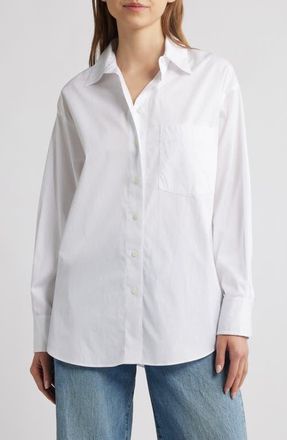 Madewell Oversize Poplin Button-Up Shirt in Eyelet White at Nordstrom, Size X-Small