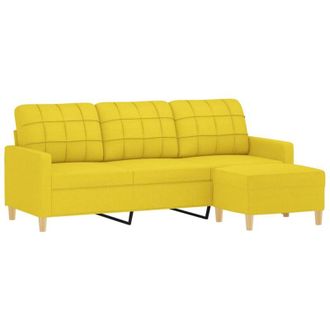 vidaXL Vidaxl - Sof&aacute; De 3 Plazas Con Taburete De Tela Amarillo Claro 180 Cm