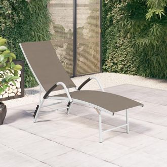 Berkfield Home Sun Lounger Textilene & Aluminium Taupe in Beige