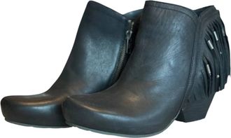 OTBT Womens Folkloric Fringe Ankle Boots In Black