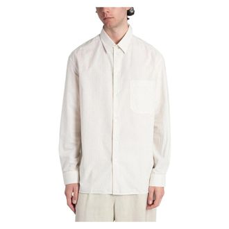 Maison Kitsun&eacute; Gestreept Oversized Overhemd - Heren - Casual Overhemden - Wit - S - Katoen - Overhemden