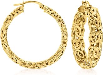 Ross-Simons 18kt Gold Over Sterling Medium Byzantine Hoop Earrings