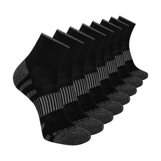 Skechers Mens 8-Pack Work Collection High Quarter Crew Socks, Extra Cushion & Mesh Ventilation, Black, 10-13