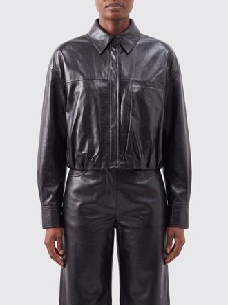 Sportmax Cropped Nappa Leather Jacket with Concealed Closure
