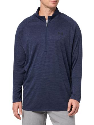 Under Armour Mens Tech Textured Half Zip Long Sleeve UA 1/2, (410) Midnight Navy / / Black, XXL