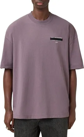 AllSaints Redact Mock Neck Graphic T-Shirt in Puce Purple at Nordstrom, Size X-Large