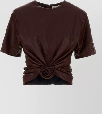 Magda Butrym leather draped cropped blouse