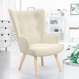 IDMarket Idmarket - Sillón escandinavo ivar de tela beige