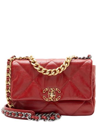Chanel Red Lambskin 19 Medium Flap Shoulder Bag (Authentic Pre-Loved)