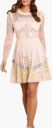 Needle & Thread Angeline Sequin Mini Dress in Cream at Nordstrom, Size 10