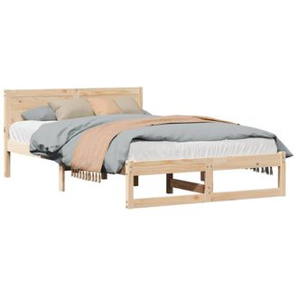 Berkfield Home Classic Bed Frame Natural Pine wood 120 x 190 cm Durable Minimalist in Beige
