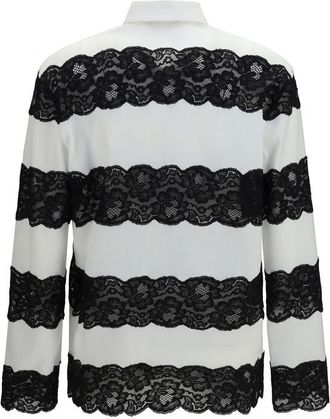 Dolce & Gabbana Lace-Striped Cotton Polo - White