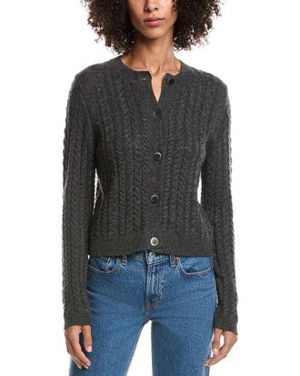 Fort&eacute; Cashmere Cable Wool & Cashmere-Blend Cardigan