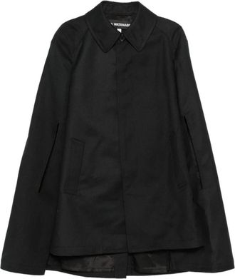 Junya Watanabe Gestreept Cape Shirt - Dames - Zomerjassen - Zwart - L - Wol - Jassen
