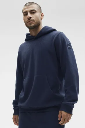 Alo | Waffle Lounge Hoodie in Navy Blue, Size: Medium