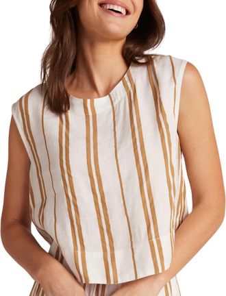 Bella Dahl Womens Oxy Button Back Top In Redwood Stripe