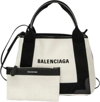 Balenciaga Pre-owned Tote Bags, female, White, Size: ONE SIZE Pre-owned Navy Cabas XS
