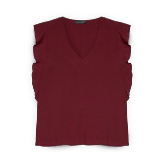 Fiorella Rubino Tops, Dames, Rood, 2Xl, Muslin Top met schouderruches