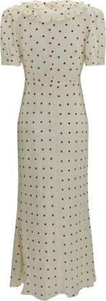 Alessandra Rich Silk Polka-Dot Dress - Beige