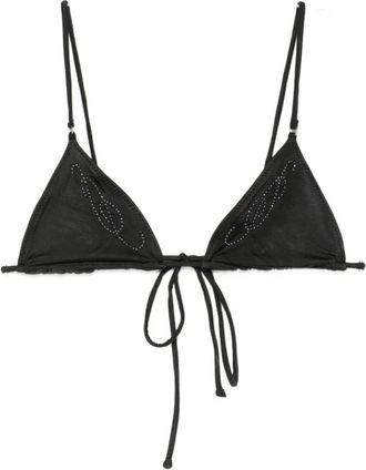 Frankies Bikinis Badmode, Dames, Zwart, M, Nylon, Beaded Triangle Bikini Top