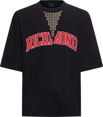 John Richmond Graphic Print T-shirt - Heren - T-shirts - Zwart - S - Katoen - Tops