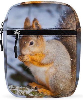 Generic Animal Squirrel Pattern Crossbody Bag Adjustable Satchel Cute Shoulder Bag Lightweight Sling Bags