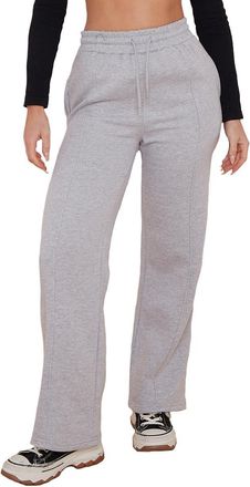 Janisramone Womens Fleece Lined Trousers, Plain Elastic Waist Trousers for Women - Wide Leg Sweatpants Womens, Casual Ladies Loungewear, Thermal Winter Trousers f