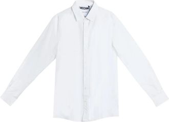 Moschino Camicia Logo Ricamato - Heren - Zakelijke Overhemden - Wit - XL - Katoen - Overhemden