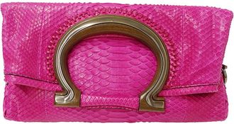 Ferragamo Gancini Pink Bow Clutch Bag (Pre-Owned)