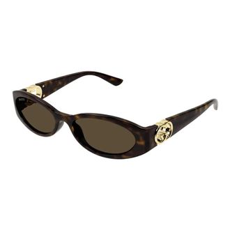 Gucci Sunglasses, female, Brown, Size: 54 MM Oval Frame Sunglasses