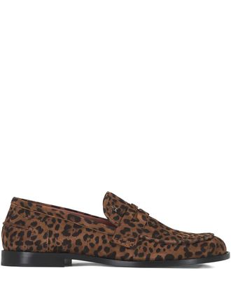 Amina Muaddi Tilda leopard-pattern loafers - Brown