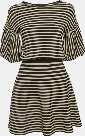 Elisabetta Franchi Black/white Striped Knit Short Dress