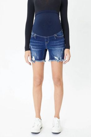 Kancan Simply Maternity Glowing Shorts In Medium Wash
