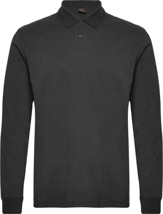 HUGO BOSS Pe Interlock Long Sleeve Polo Shirt - Heren - Polos - Zwart - S - Katoen - Tops