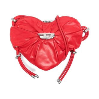 Diesel Tassen, Dames, Rood, ONE Size, Leer, Scrunch Leren Crossbodytas
