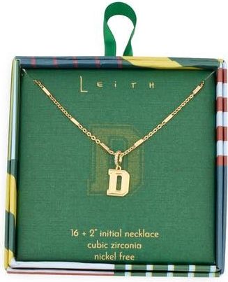 Leith Varsity Font Cubic Zirconia Initial Pendant Necklace in D- Gold at Nordstrom Rack