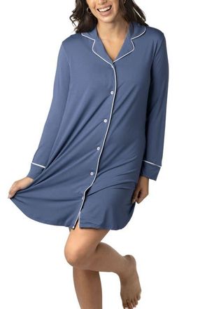 Kindred Bravely Clea Long Sleeve Sleep Shirt in Slate Blue at Nordstrom, Size X-Large