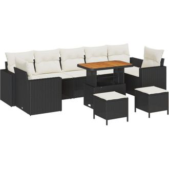 vidaXL Vidaxl - Garden Sofa Set Manual 10 pcs Black and cream 90 x 55 x 71 cm