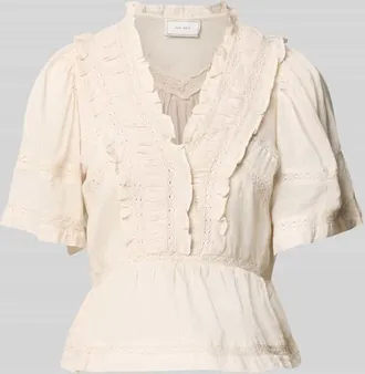 Neo Noir Neo Noir Bluse mit R&uuml;schen Modell Evienne in Beige, Gr&ouml;&szlig;e 34