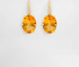 Dolce & Gabbana Anna Earrings In 18-carat Yellow Gold With Citrines And Diamonds - Woman Earrings Gold Onesize
