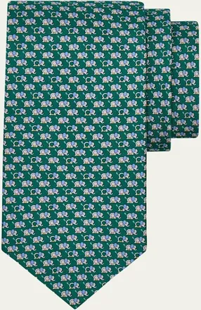 Ferragamo Mens Gancio-Elephant Silk Tie
