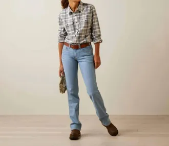 Ariat Womens Rebar Flannel Durastretch Shirt In White/multi
