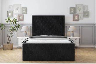 Sloomy Vienna Naples Special Bed Frame. With 50 Upholstered Headboard in Black | Size: Single
