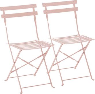Oviala Juego de 2 sillas plegables de acero en rosa empolvado